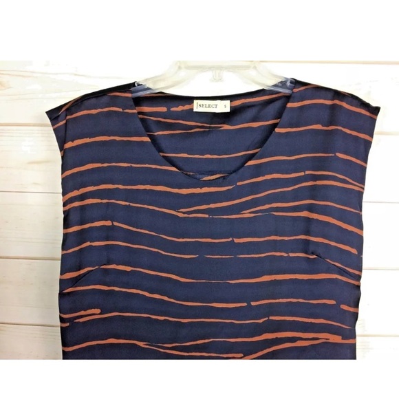 Select Woman Blue & Brown Striped Sleeveless Top Sz S - Picture 3 of 7